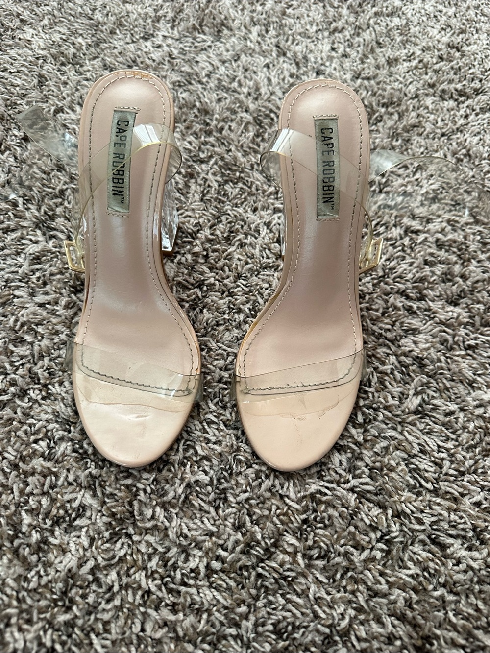 Cape Robbin Blush Pink Clear Strap Heeled Sandals